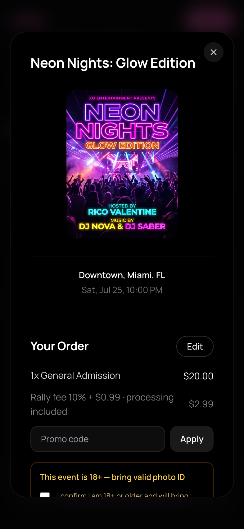 The promo code field your attendees see at checkout